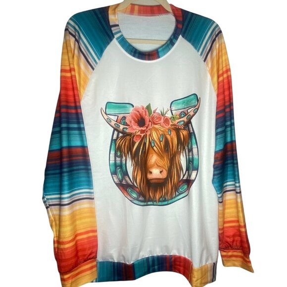 Shein Multicolored Bull Graphic LS Sweatshirt / XXL/14 (New w/out tags) - Picture 2 of 8